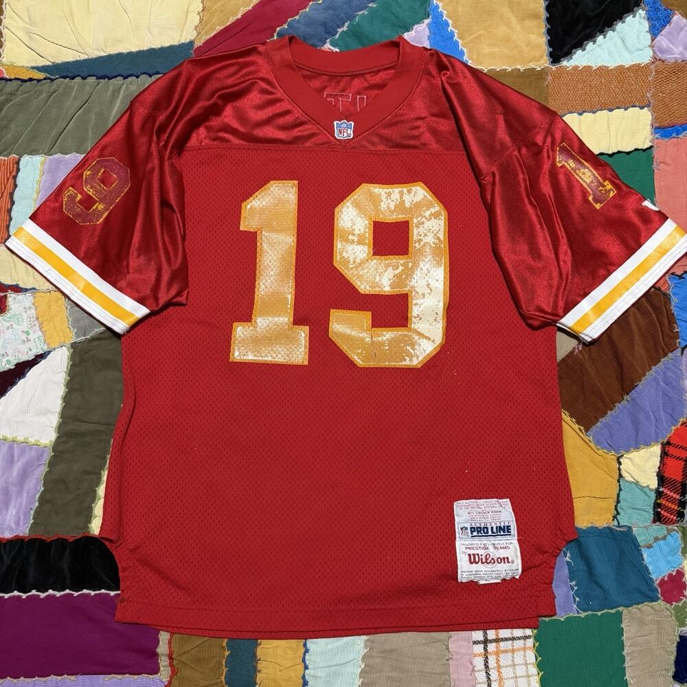 Vintage 90s Joe Montana Number 19 Red Kansas City Chiefs Jersey Large Pro Line